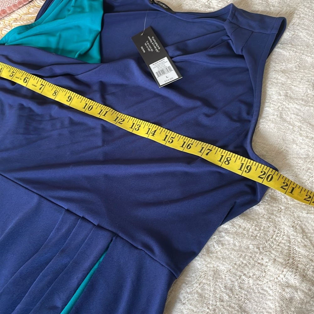 NWT Daisy Fuentes Block Party Faux Wrap dress size L - Picture 7 of 7
